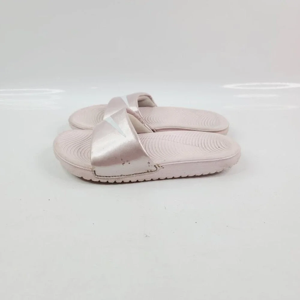 Nike‎ Girl's Pink Metallic Kawa 819353-603 Slip-On Casual Slide Sandal Size 12C